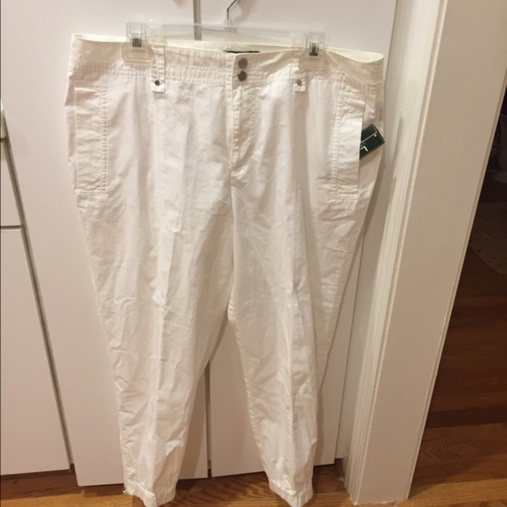 NWT Ralph Lauren Active cotton white pants 14